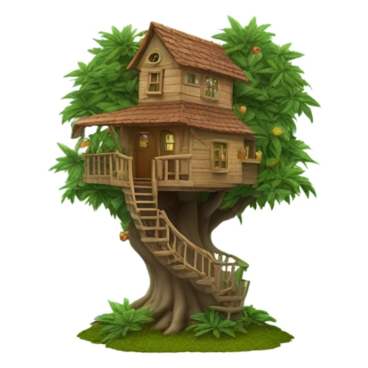 a miniture tree house on a cannabis plant  sticker