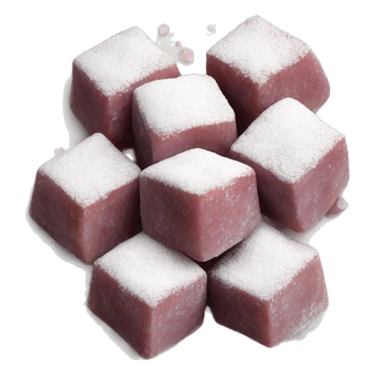 Turkish delight stacked cubes with chopped walnuts and covered with powdered sugar, on a plate sticker