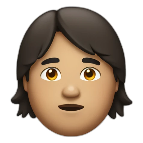 Brown somewhat fat boy with black mid long straight hair sticker