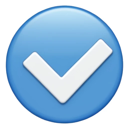 I want a verified emoji with the background all blue and inside there will be a stick "correct" in white". sticker