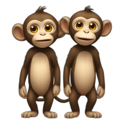 a couple of monkeys standing next to each other sticker