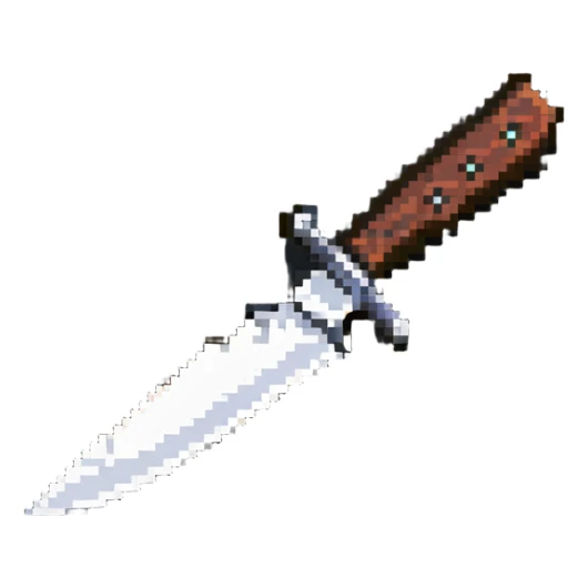 TikTok-inspired knife with blade reversed, pixel art style sticker