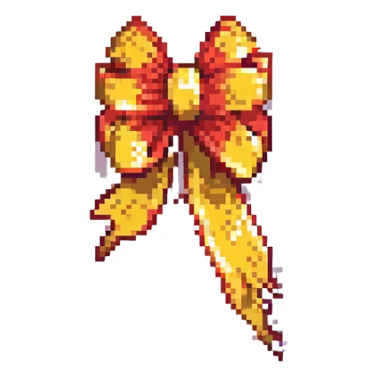 red and gold gift ribbon in pixel art style sticker