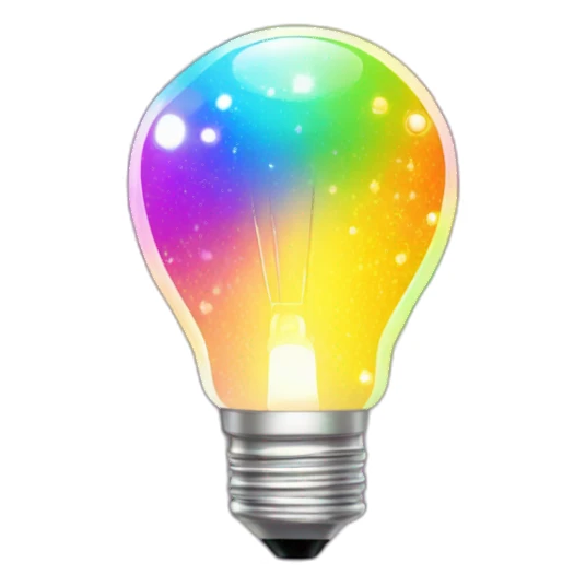 shiny  sparkles aroun the light bulb in rainbow sticker