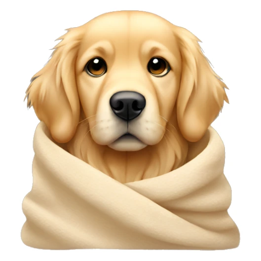 golden retriever cozy in beige blanket sticker