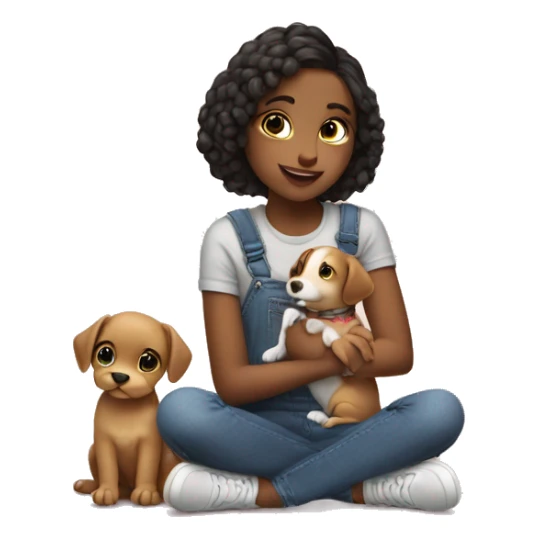 Cute girl haggling a puppy  sticker