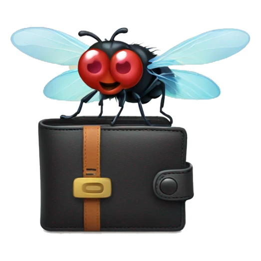 Fly flying out of wallet sticker