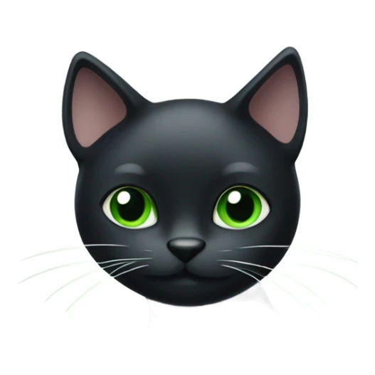 Black cat with white spots around the whiskers and green eyes sticker