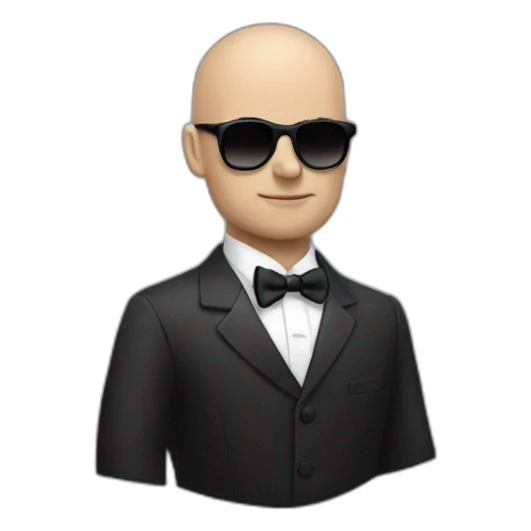 Andrew tate, bald, sunglasses, frowning, Tuxedo sticker