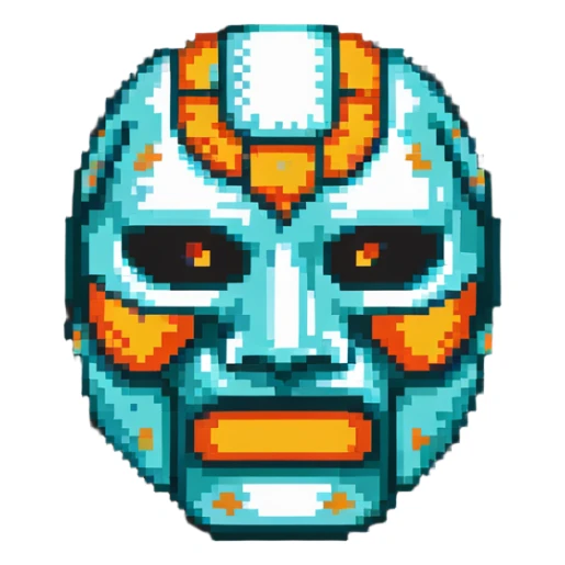 teal and orange luchador mask sticker