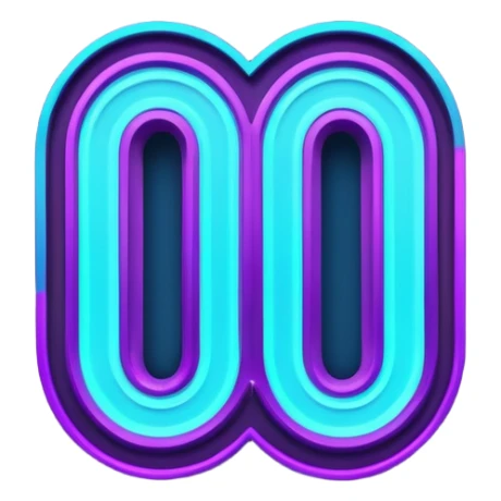futuristic glowing neon “100” sign, purple and cyan glow, dark background sticker