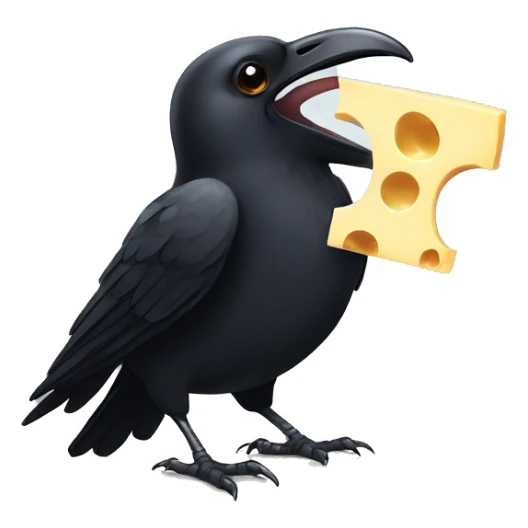 A crow drops a piece of cheese from its mouth sticker