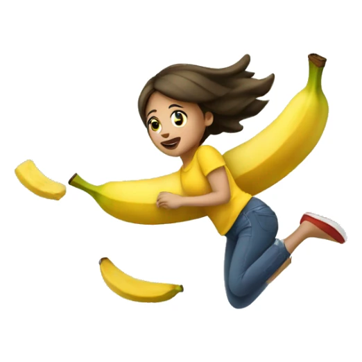 girl falling next to a banana peel sticker