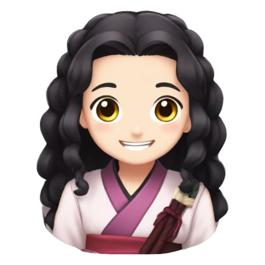 cute nezuko from demon slayer being happy sticker