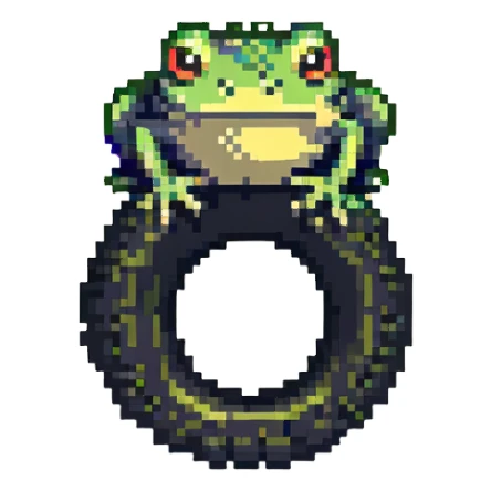 frog head on a tire with legs growing out to walk sticker