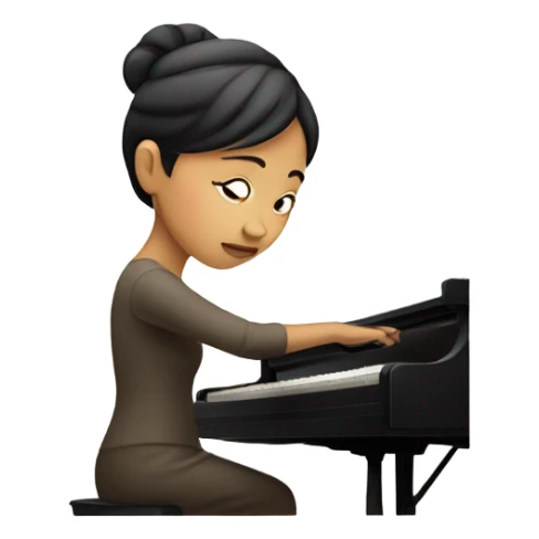 Asian woman playing piano sticker