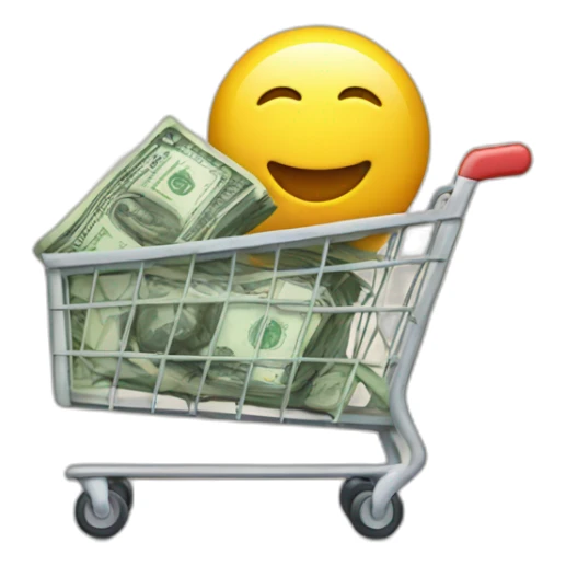 Money in a cart sticker