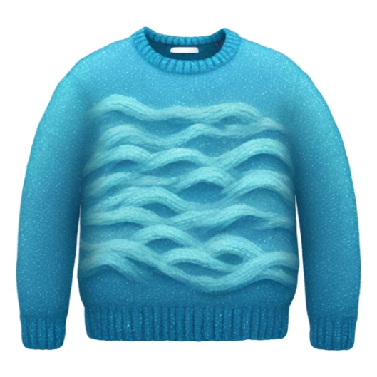 Knit blue sweater with water wave glittery design sticker