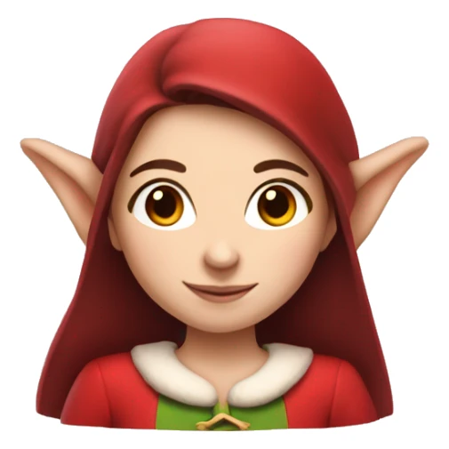 Brunette pale girl elf with red clothes and rosy cheeks  sticker