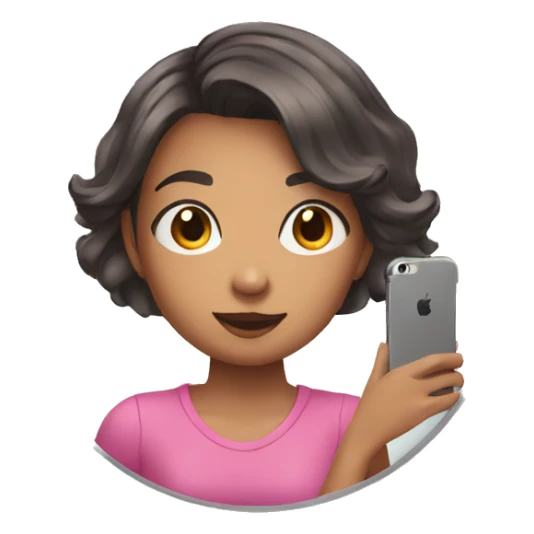 girl taking mirror selfie holding phone short hair sticker