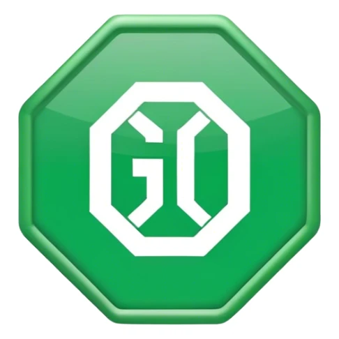  green octagon sign that says go  sticker