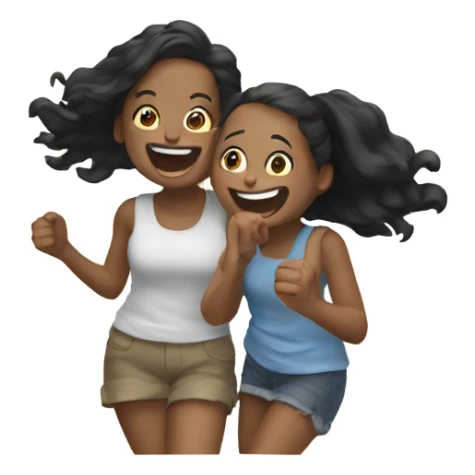 Two girls have fun and laughing together  sticker