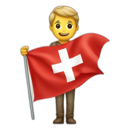 homme qui tient un drapeau suisse sticker
