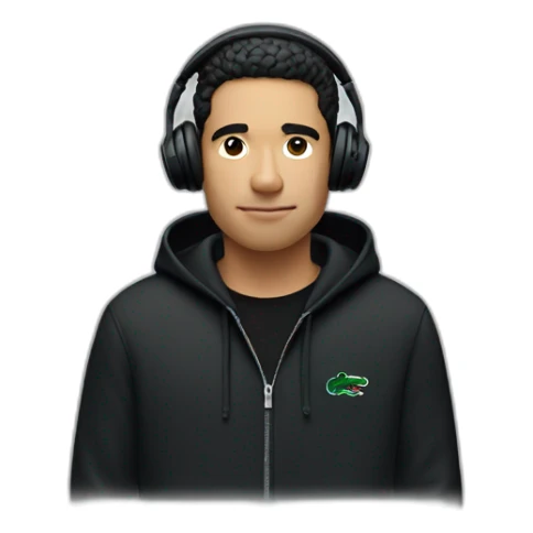 Lacoste headphone latin guy with black lacoste hoodie sticker