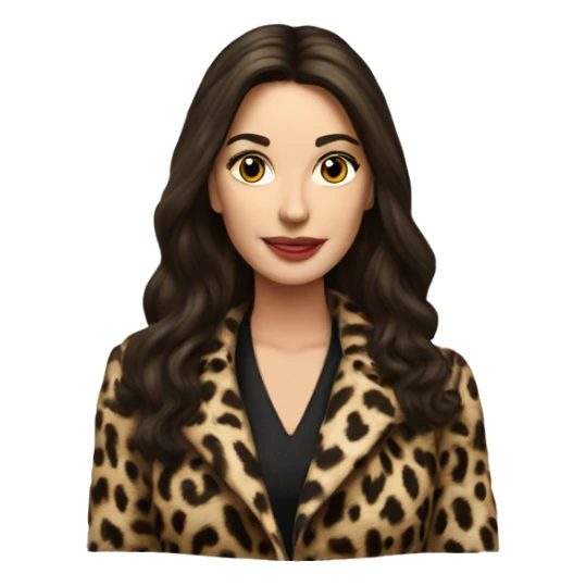 Beautiful realistic long brunette hair mob wife with leopard coat sticker