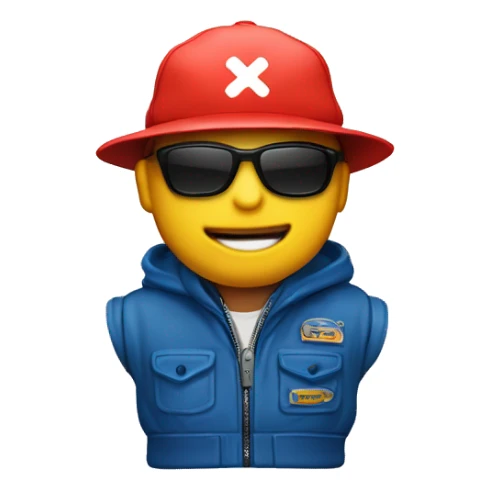 Um boneco segurando uma chave de fenda com um boné azul escrito MEGA DIESEL  sticker