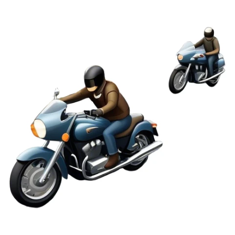An icon showing a motorcycle and a car speeding through a winding road, with the car’s sleek silhouette blending into the curve of the road while the motorcycle zips past. The scene should capture the thrill of the ride, the freedom of the open road. transparent background. sticker