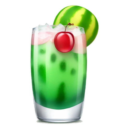 Melon soda in a glass and cherry sticker