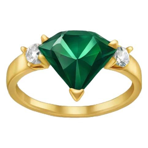 Gold Diamond ring with dark green stones sticker