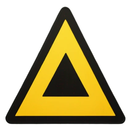 alert road sign tirangular shape, with yellow background and clear black color exclamation  mark ("!") at center sticker