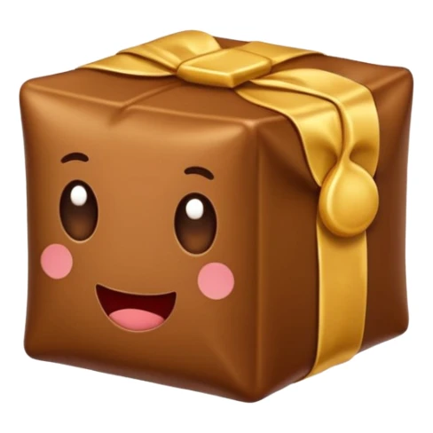 cartoon beef stock cube, brown and gold wrapper, emoji style sticker