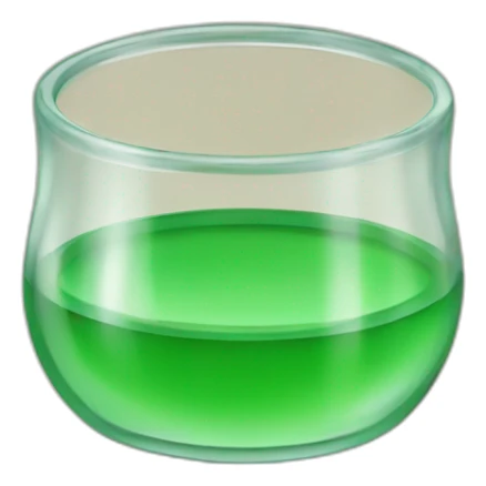 small shotglass with green contents and without-face sticker