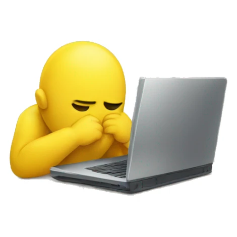 sad yellow person with laptop sticker