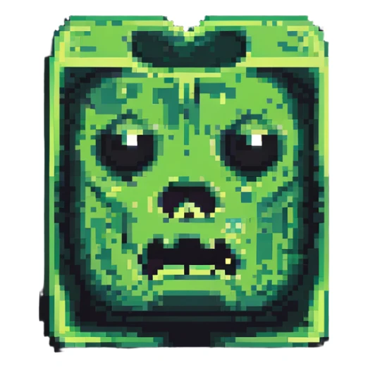 ultra-blocky minimal pixel art Minecraft creeper face with few large square pixels sticker