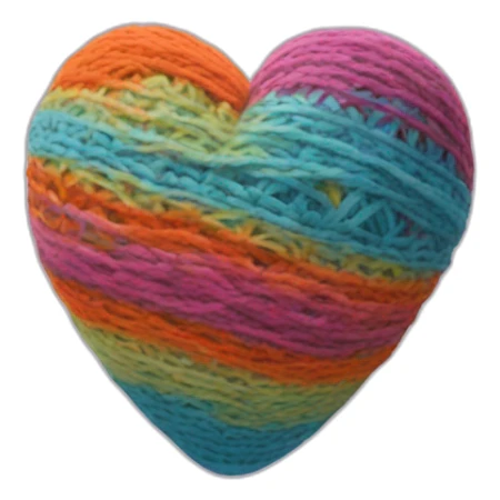 yarnball heartshaped multicolor no eyes sticker