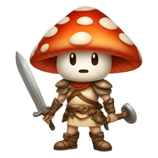 Cute little Mushroom warrior in a drawing style sticker