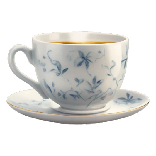 A porcelain teacup with delicate steam rising, placed on a cozy saucer. sticker