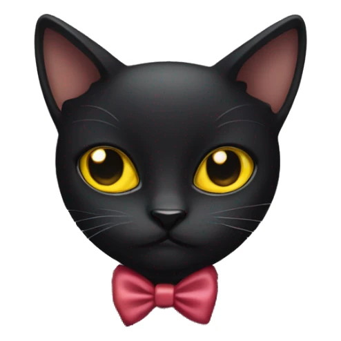 black cat with yellow eyes and a bow sticker
