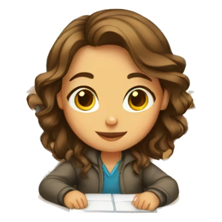 brown haired girl in classroom desk sticker