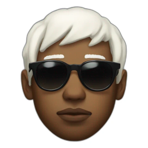 tyler the creator with a short white wig and dark sunglasses looking looking annoyed side view sticker