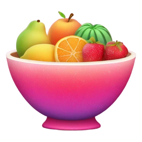 Pink ombre bowl of fruit with glittee sticker