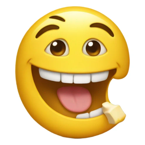 happy emoji face eating yellow bone sticker