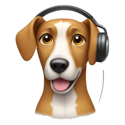 A dog listening to music sticker