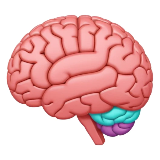 A brain emoji, minimal and colorful with clear outlines, rounded or circular shape sticker