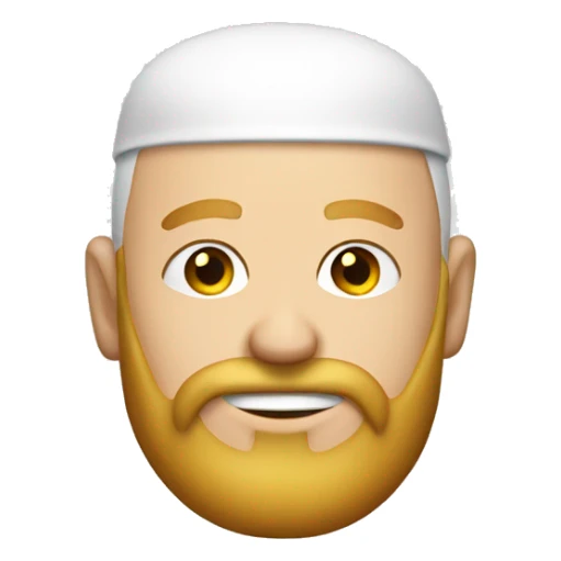 A white face with a bald head and a golden beard with cap reds sticker
