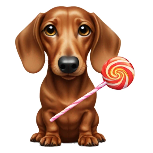 dachshund wearing sock and eating a lollipop  sticker